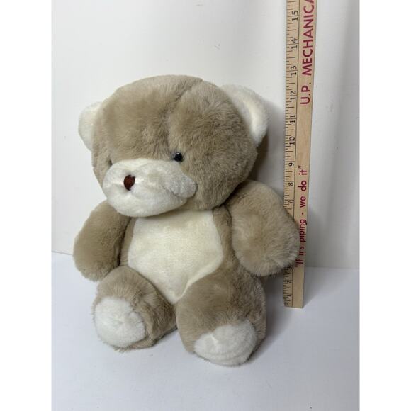 Vintage Yangjee Teddy Bear Plush Beige Tan 14 Inch White Paws Ears Snot - Picture 10 of 10